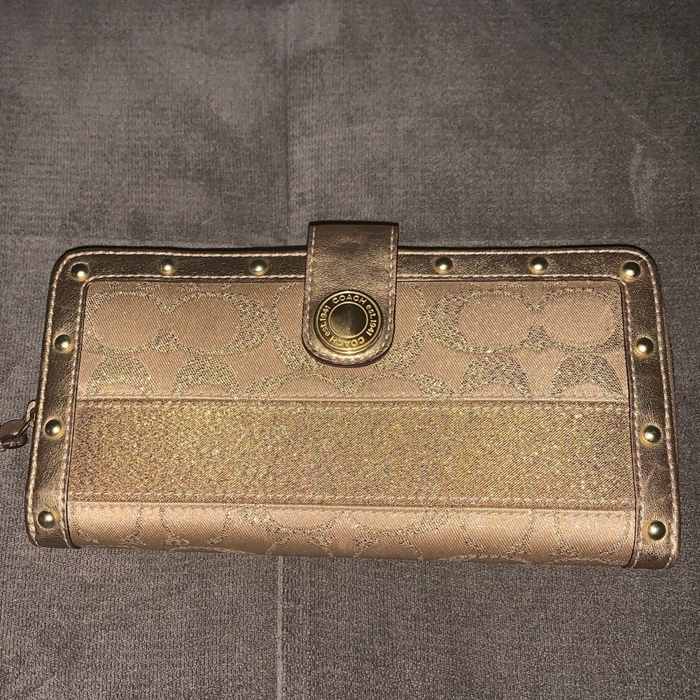 Rare Coach Signature Gold Studded Lurex Wallet